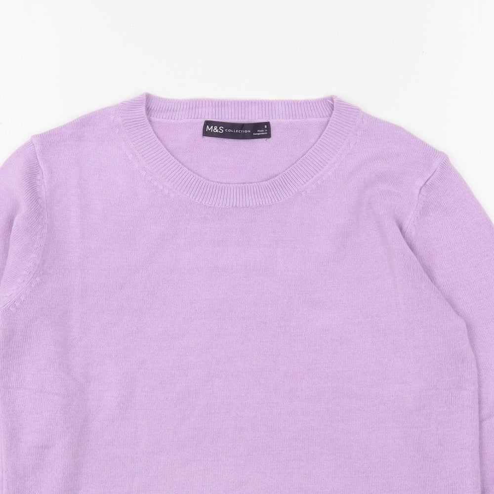 Marks and Spencer Womens Purple Round Neck  Acrylic Pullover Jumper Size 8