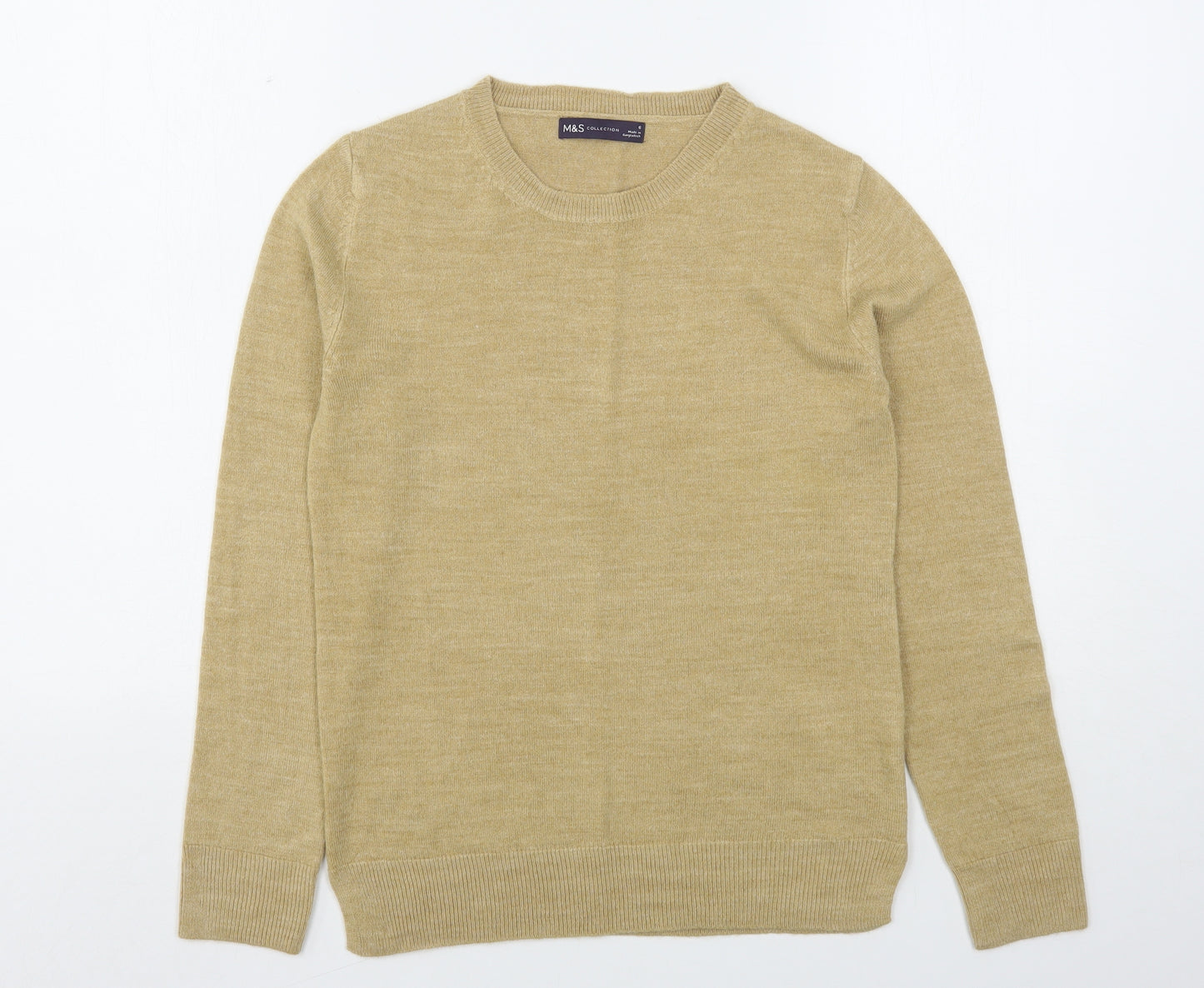 Marks and Spencer Womens Beige Round Neck  Acrylic Pullover Jumper Size 6