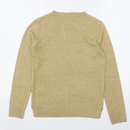 Marks and Spencer Womens Beige Round Neck  Acrylic Pullover Jumper Size 6