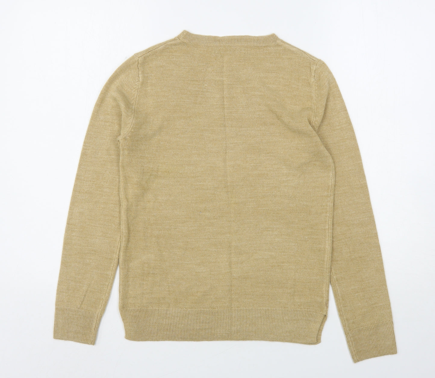 Marks and Spencer Womens Beige Round Neck  Acrylic Pullover Jumper Size 6