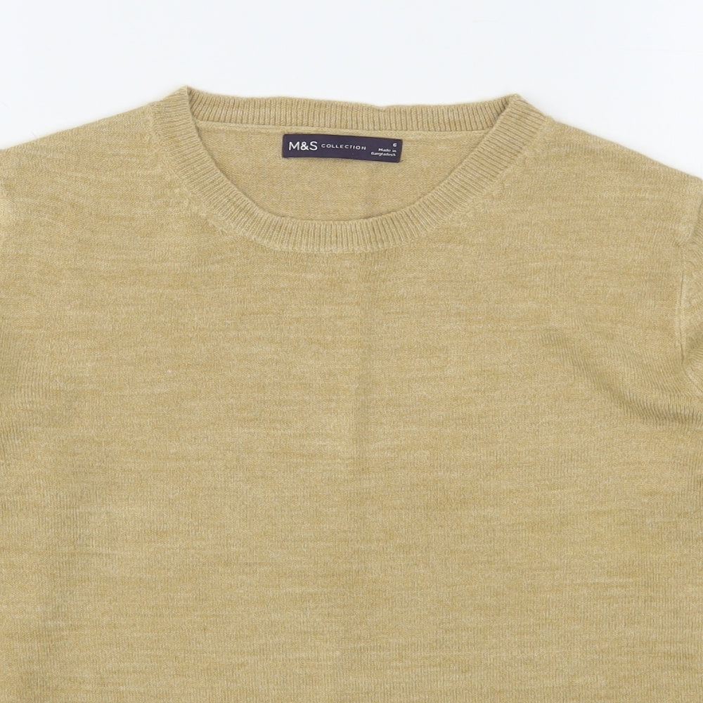 Marks and Spencer Womens Beige Round Neck  Acrylic Pullover Jumper Size 6