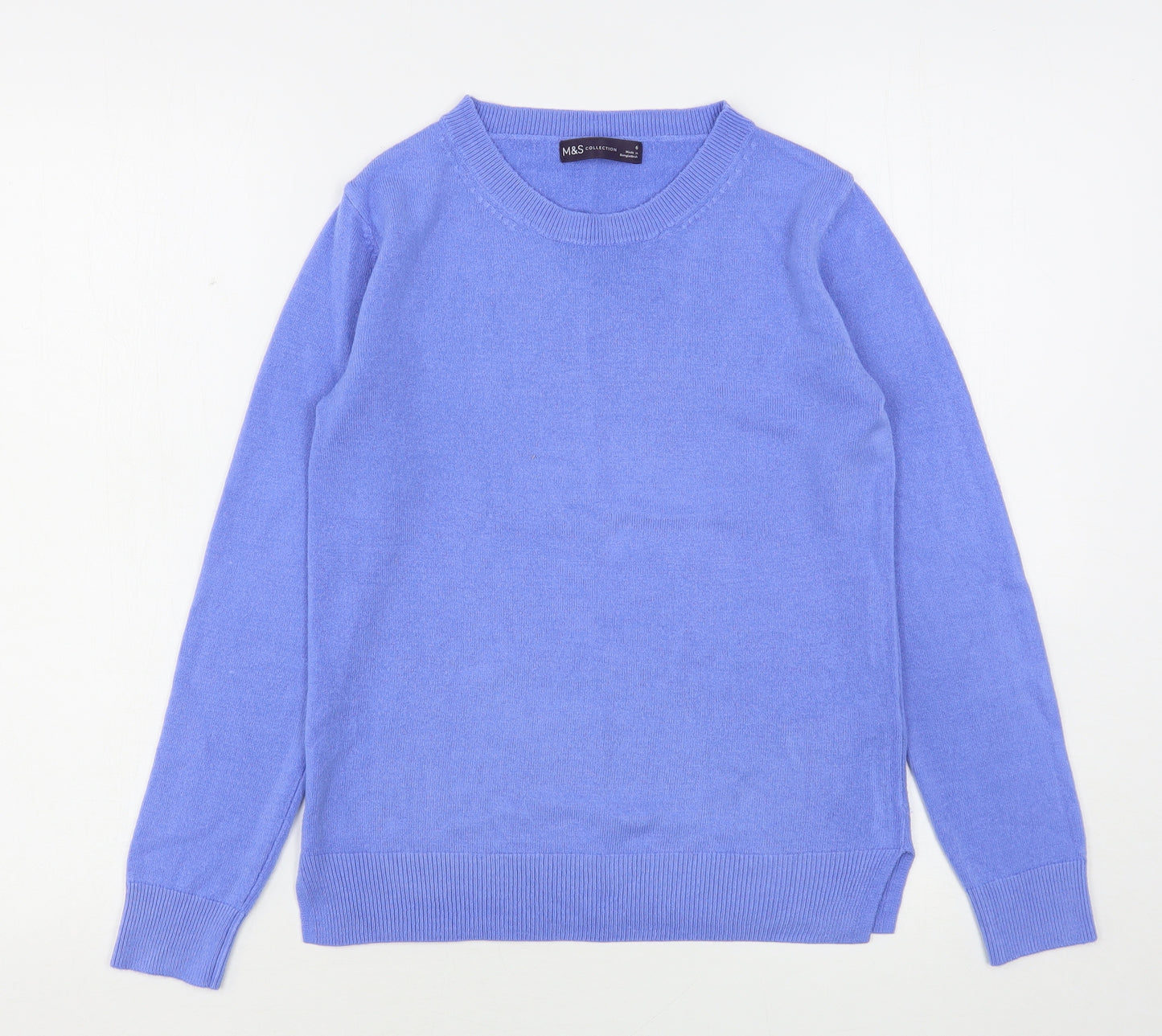 Marks and Spencer Womens Blue Round Neck  Acrylic Pullover Jumper Size 6