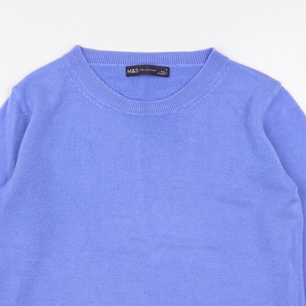 Marks and Spencer Womens Blue Round Neck  Acrylic Pullover Jumper Size 6