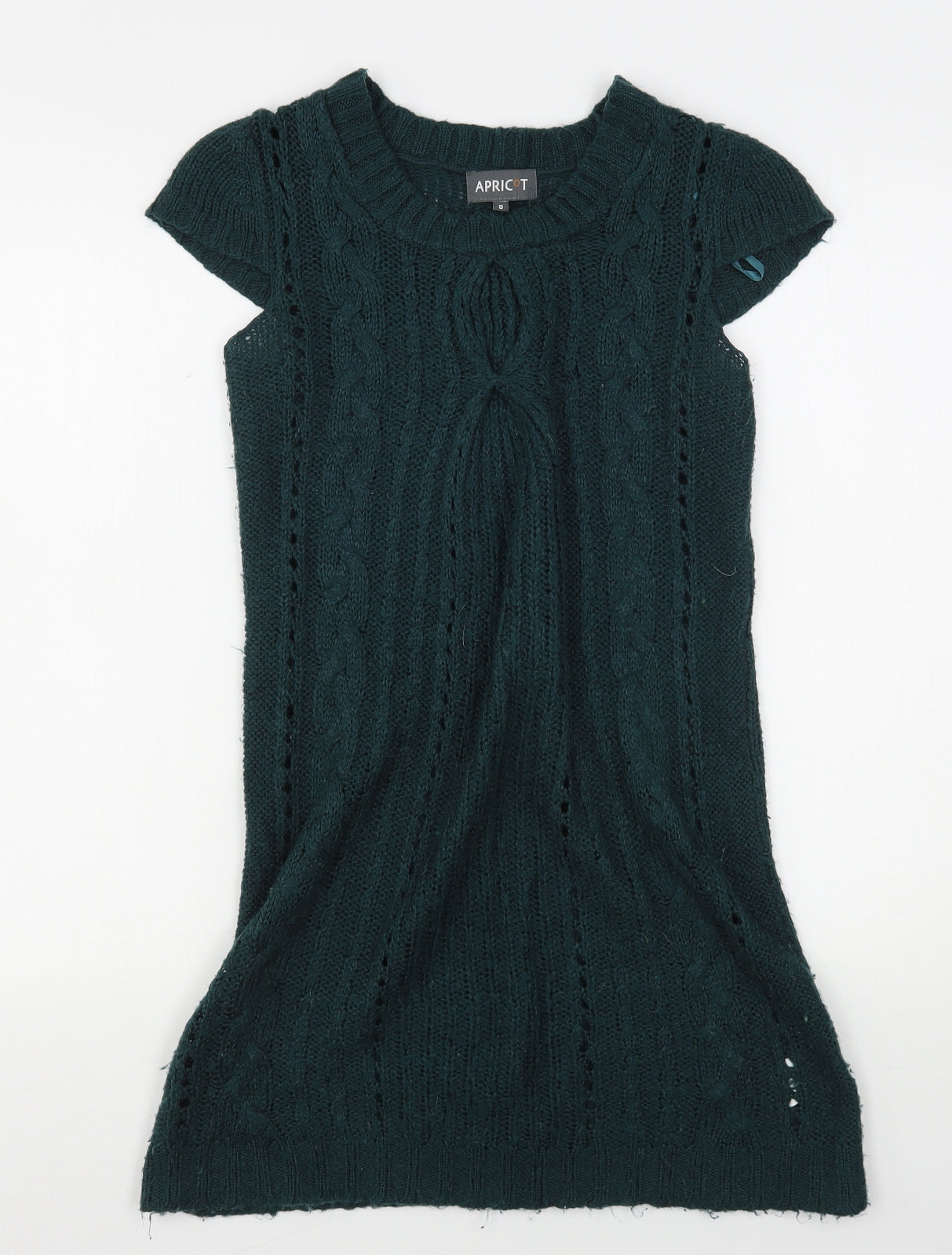 Apricot Womens Green Round Neck  Acrylic Pullover Jumper Size 8