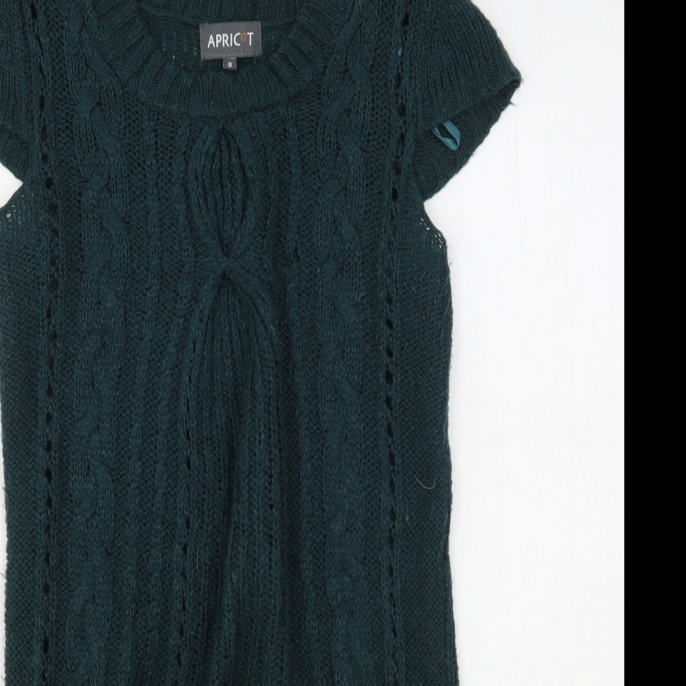 Apricot Womens Green Round Neck  Acrylic Pullover Jumper Size 8