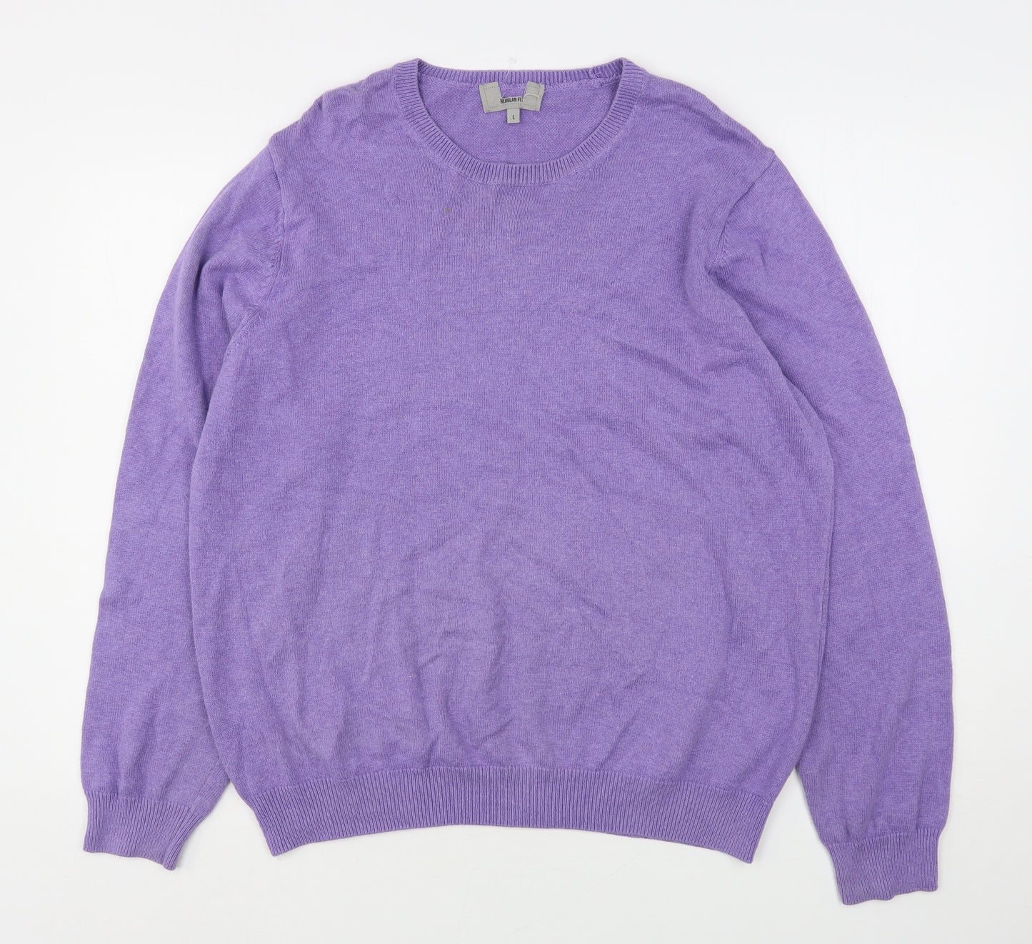 Marks and Spencer Womens Purple Round Neck  Cotton Pullover Jumper Size L
