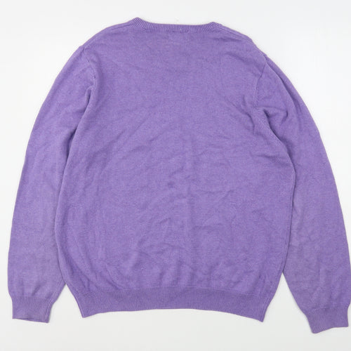 Marks and Spencer Womens Purple Round Neck  Cotton Pullover Jumper Size L