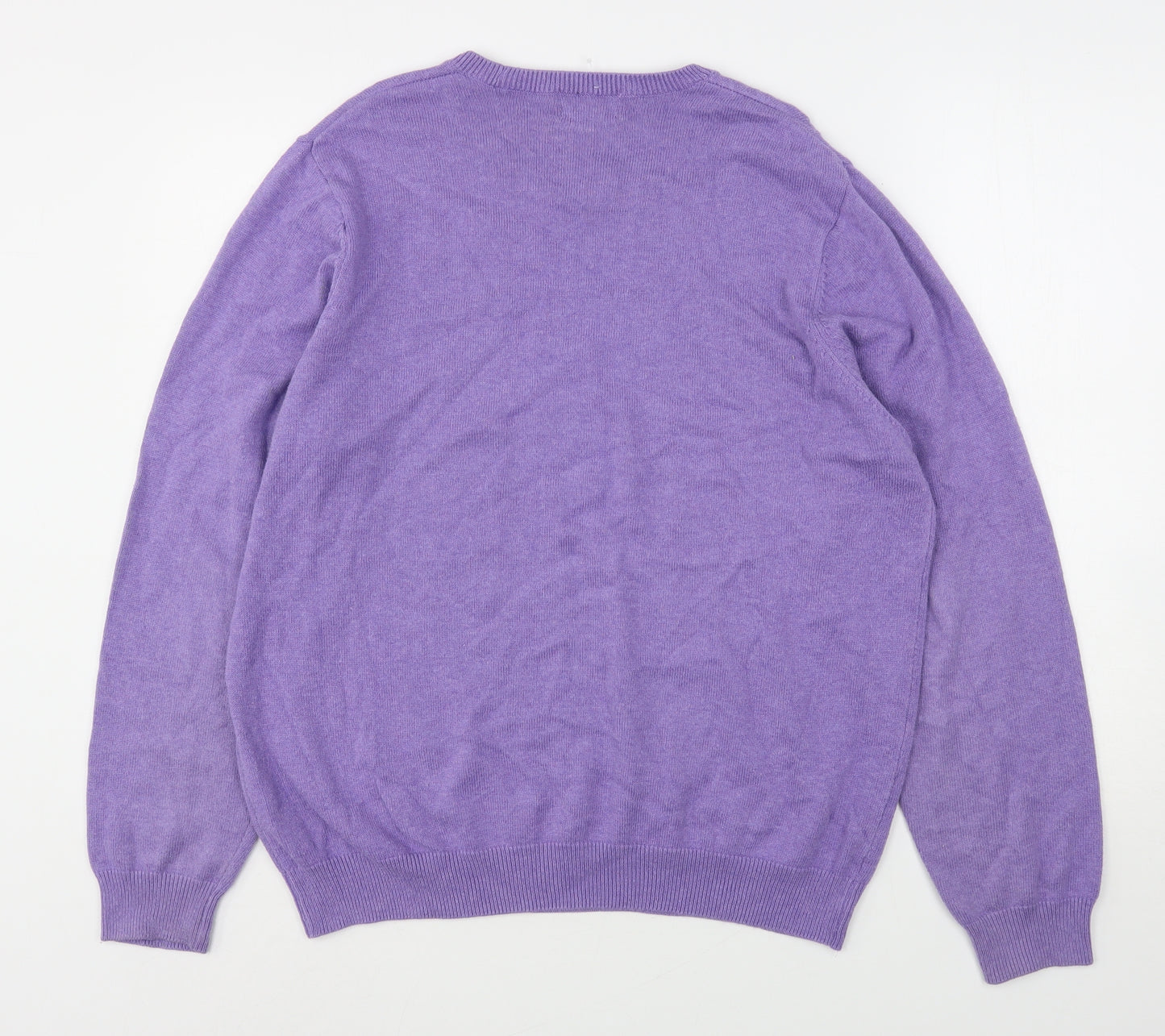 Marks and Spencer Womens Purple Round Neck  Cotton Pullover Jumper Size L
