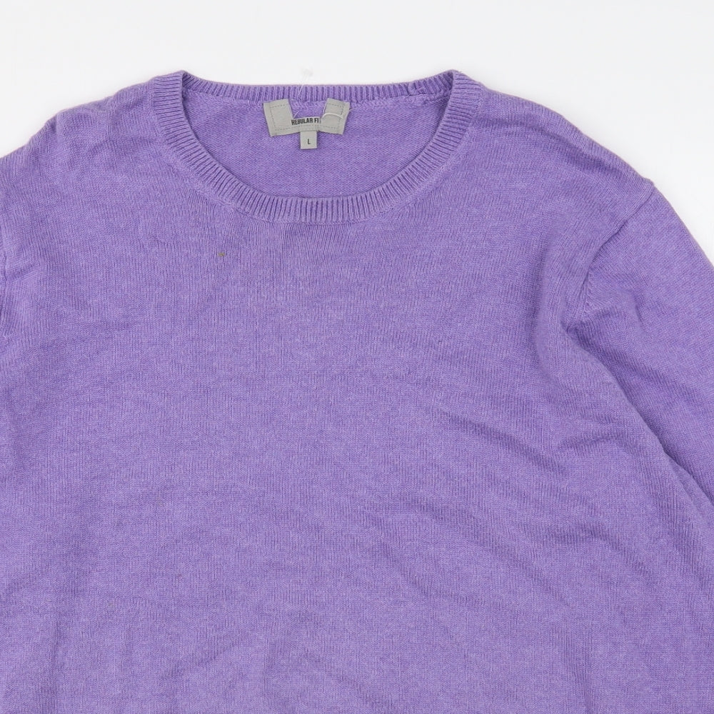 Marks and Spencer Womens Purple Round Neck  Cotton Pullover Jumper Size L