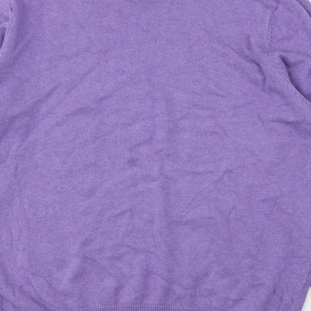Marks and Spencer Womens Purple Round Neck  Cotton Pullover Jumper Size L