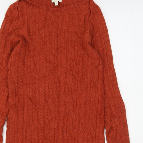 Monsoon Womens Brown Round Neck  Viscose Pullover Jumper Size S