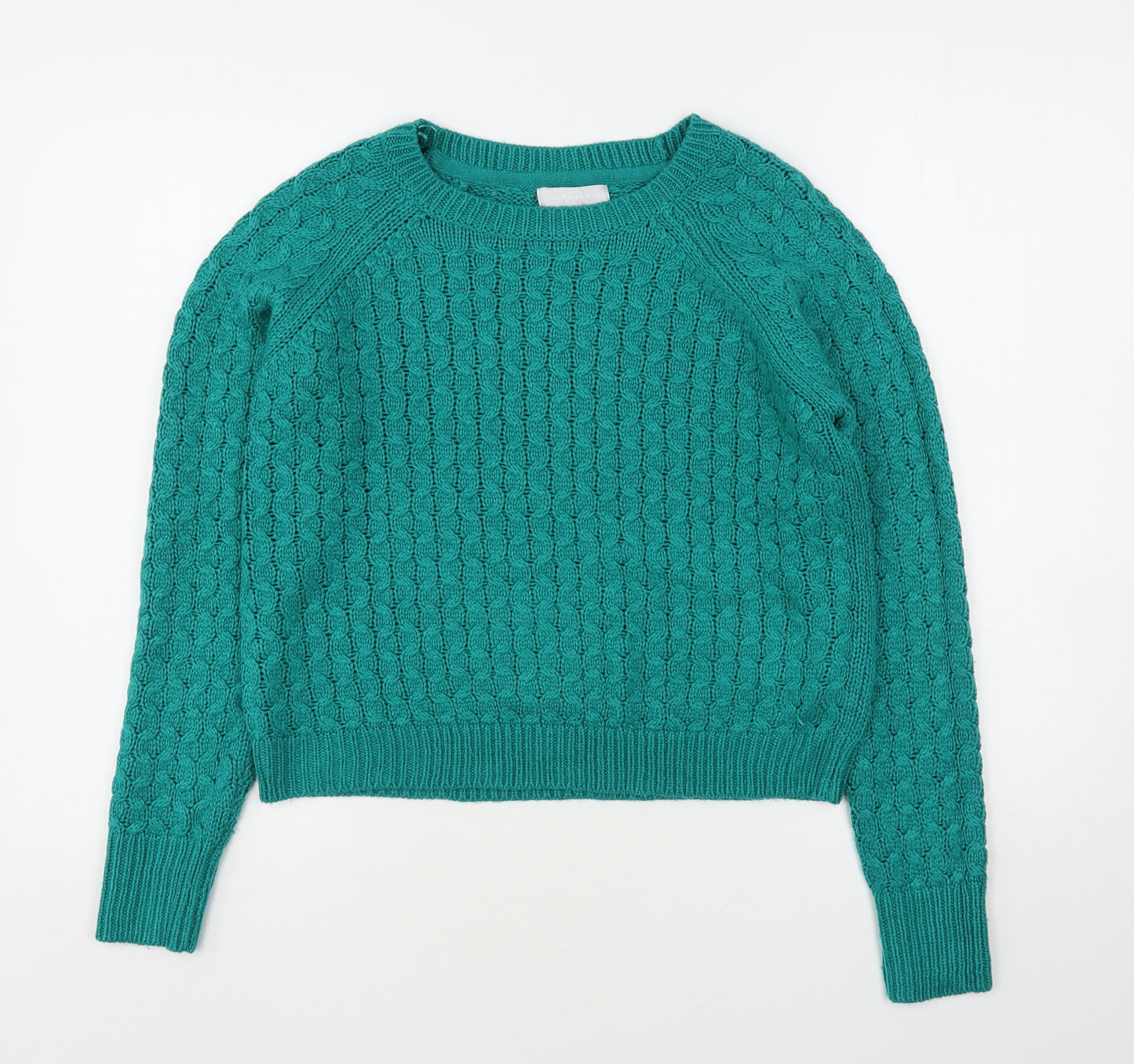 Red Herring  Womens Green Round Neck  Acrylic Pullover Jumper Size 14