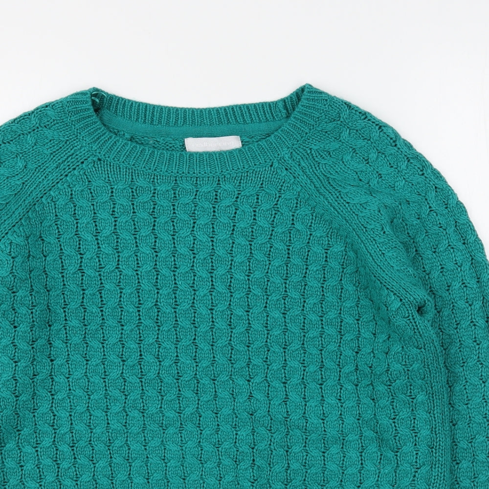 Red Herring  Womens Green Round Neck  Acrylic Pullover Jumper Size 14