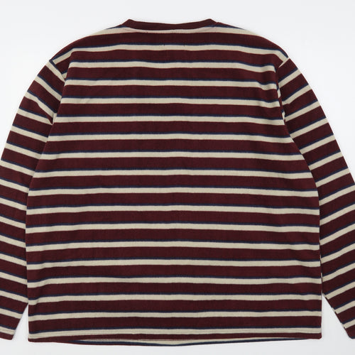 Atlas  Mens Multicoloured Striped Polyester  T-Shirt Size 3XL V-Neck
