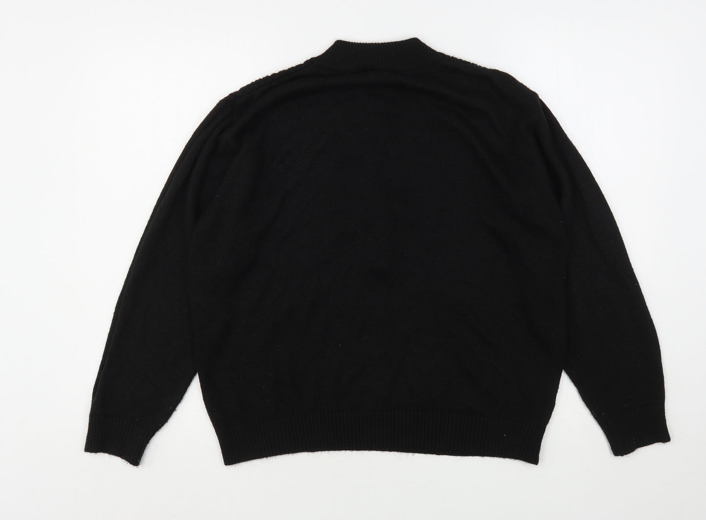 Compliments Womens Black Round Neck  Acrylic Pullover Jumper Size 16