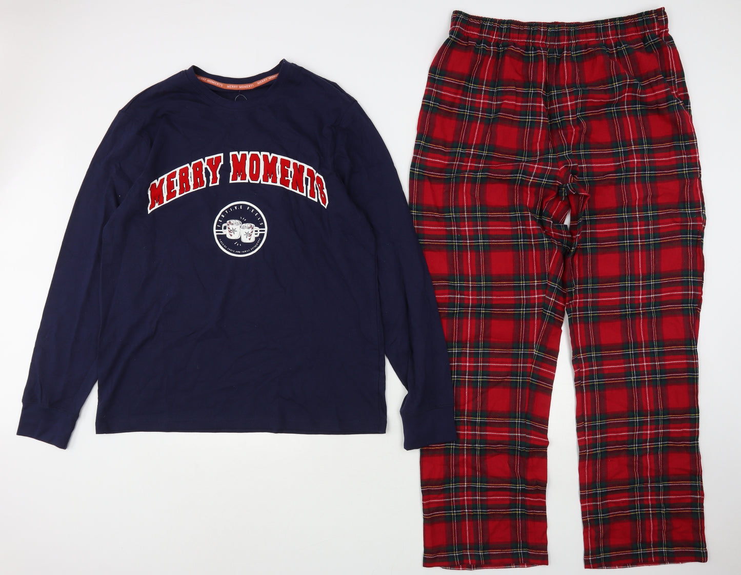 George Mens Multicoloured Plaid Cotton  Pyjama Set Size L   - Christmas