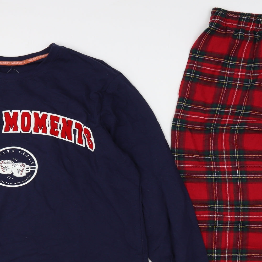 George Mens Multicoloured Plaid Cotton  Pyjama Set Size L   - Christmas