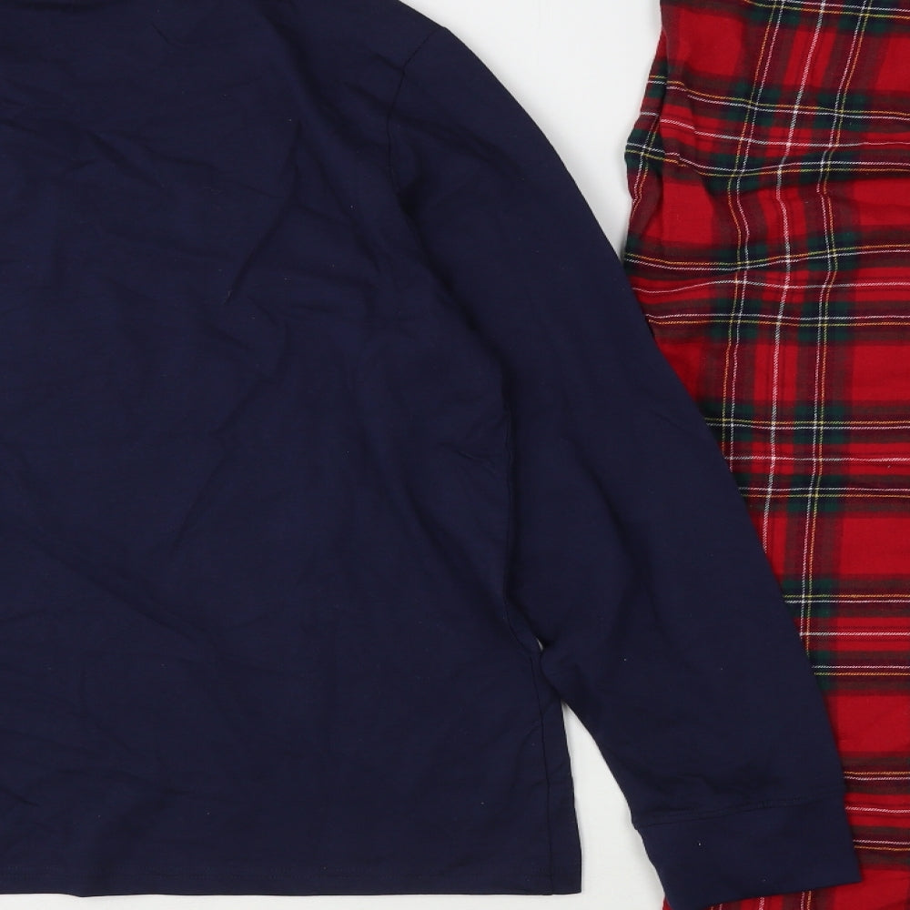 George Mens Multicoloured Plaid Cotton  Pyjama Set Size L   - Christmas
