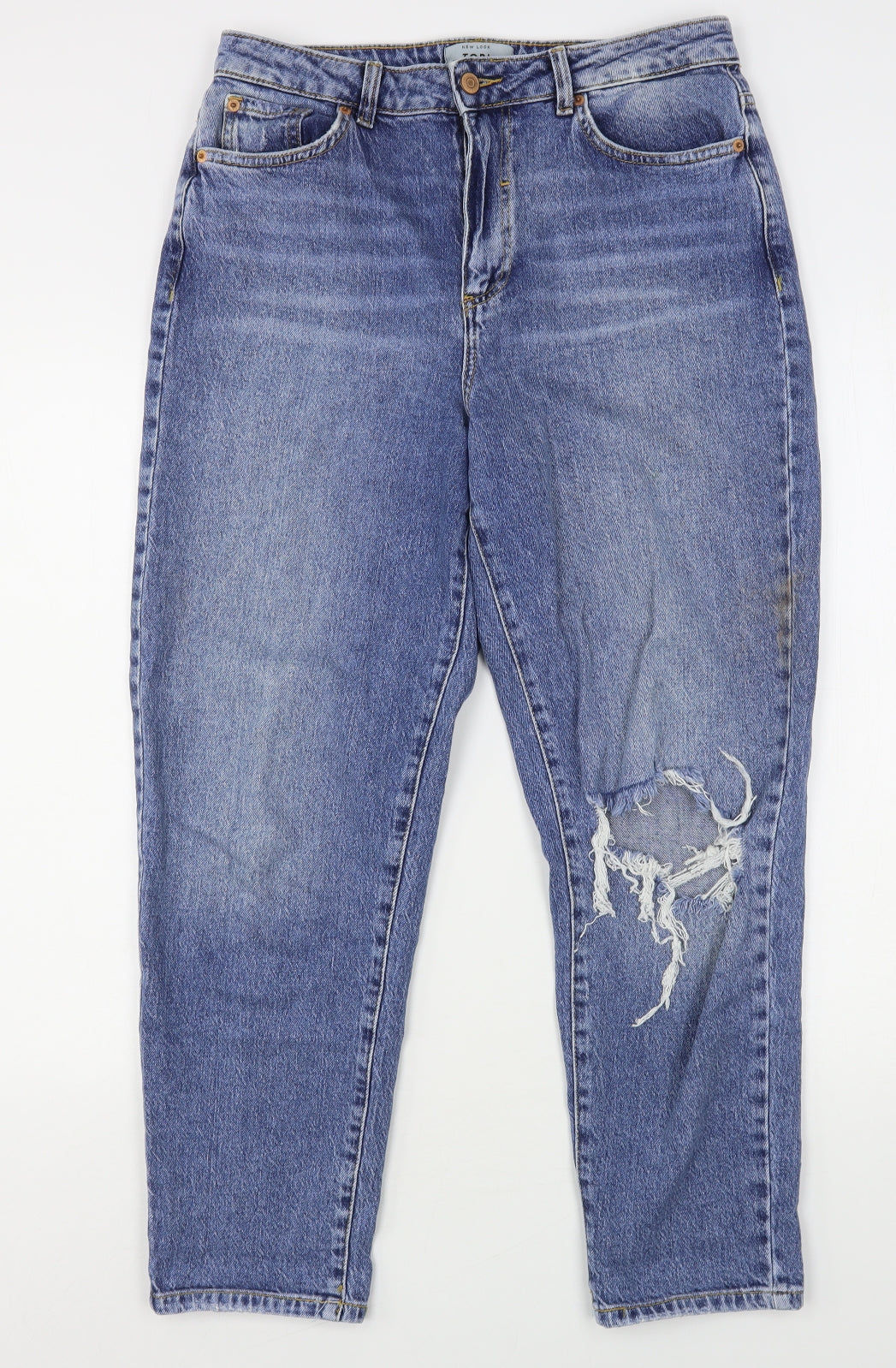 New Look Womens Blue  Cotton Mom Jeans Size 12 L28 in Regular