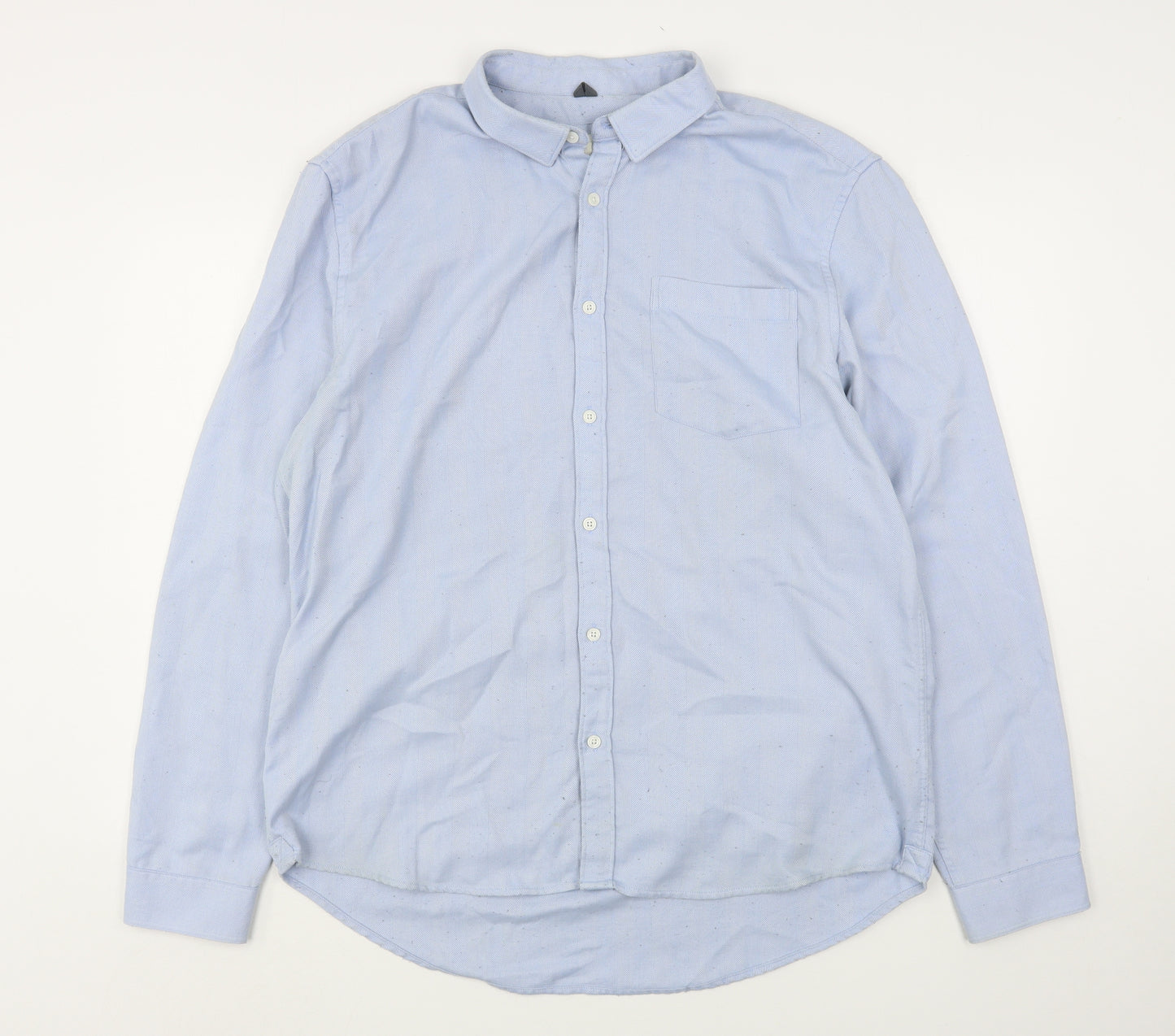 River Island  Mens Blue  Polyester  Dress Shirt Size XL Collared