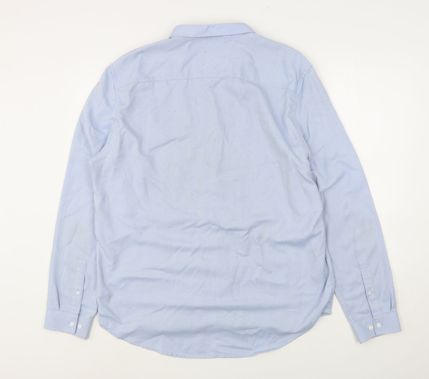 River Island  Mens Blue  Polyester  Dress Shirt Size XL Collared