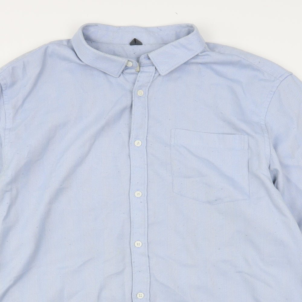River Island  Mens Blue  Polyester  Dress Shirt Size XL Collared