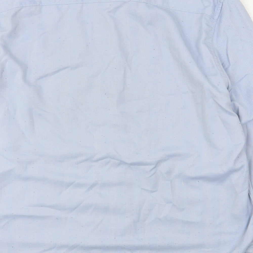 River Island  Mens Blue  Polyester  Dress Shirt Size XL Collared