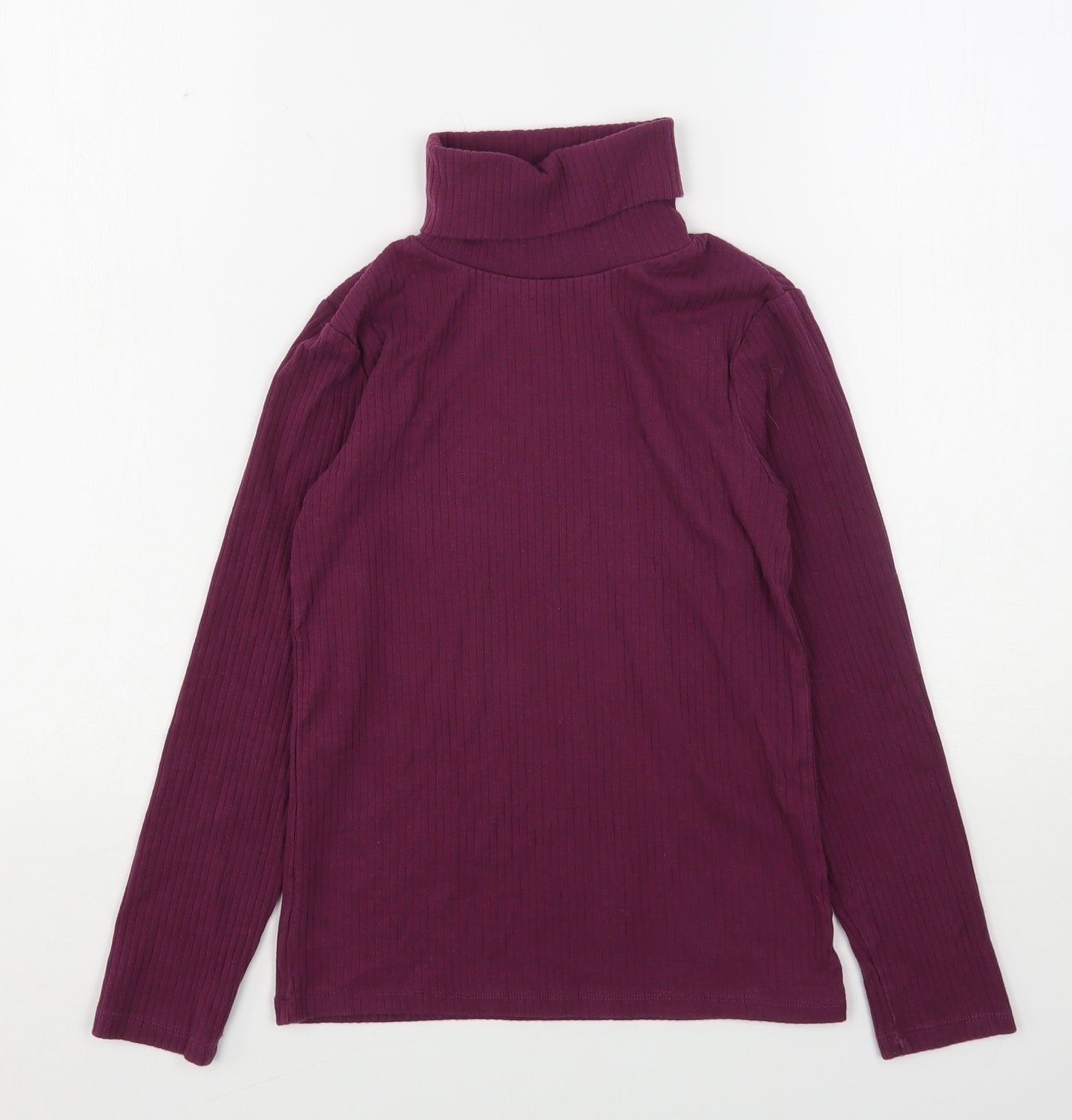 NEXT Girls Purple Roll Neck  Cotton Pullover Jumper Size 11 Years
