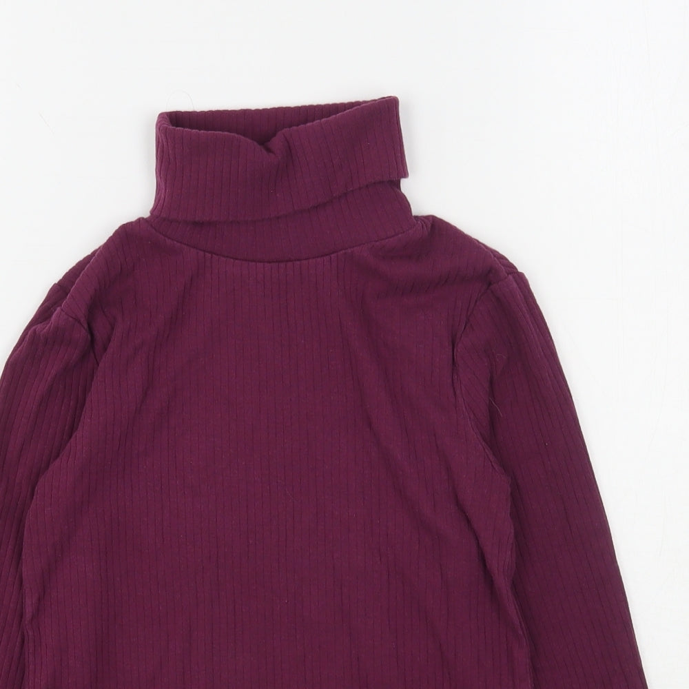 NEXT Girls Purple Roll Neck  Cotton Pullover Jumper Size 11 Years