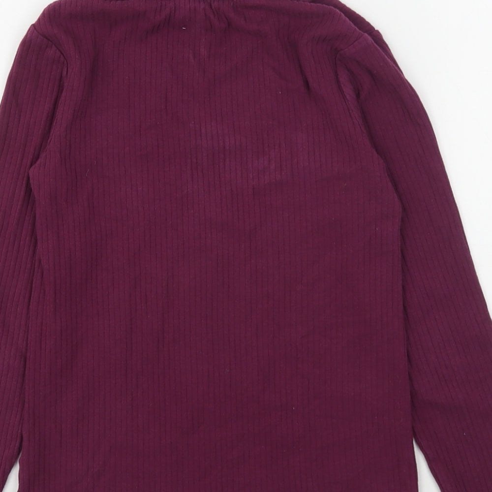 NEXT Girls Purple Roll Neck  Cotton Pullover Jumper Size 11 Years