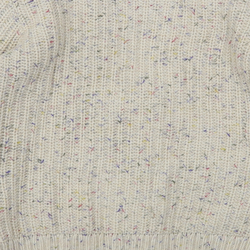 Gap Girls Beige V-Neck Geometric Cotton Cardigan Jumper Size 10-11 Years