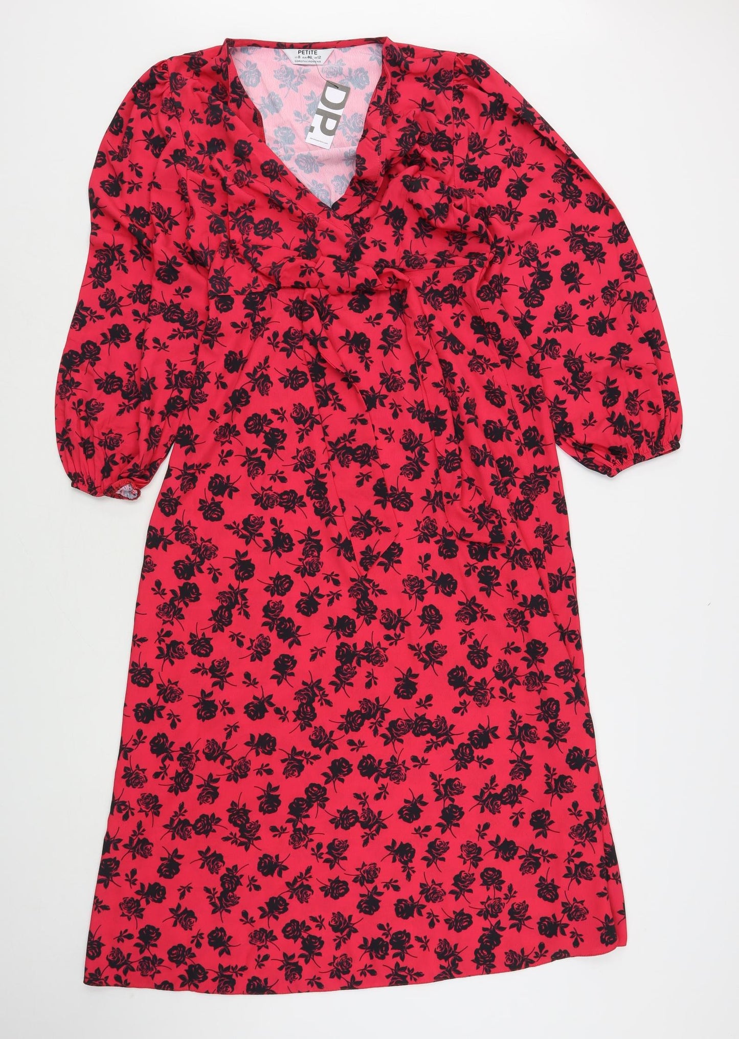 Dorothy Perkins Womens Multicoloured Floral Polyester A-Line  Size 12  V-Neck