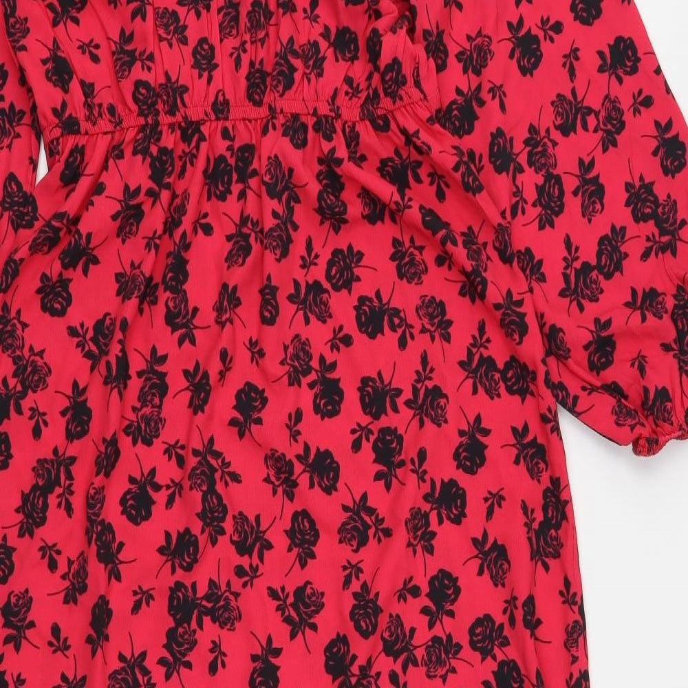 Dorothy Perkins Womens Multicoloured Floral Polyester A-Line  Size 12  V-Neck