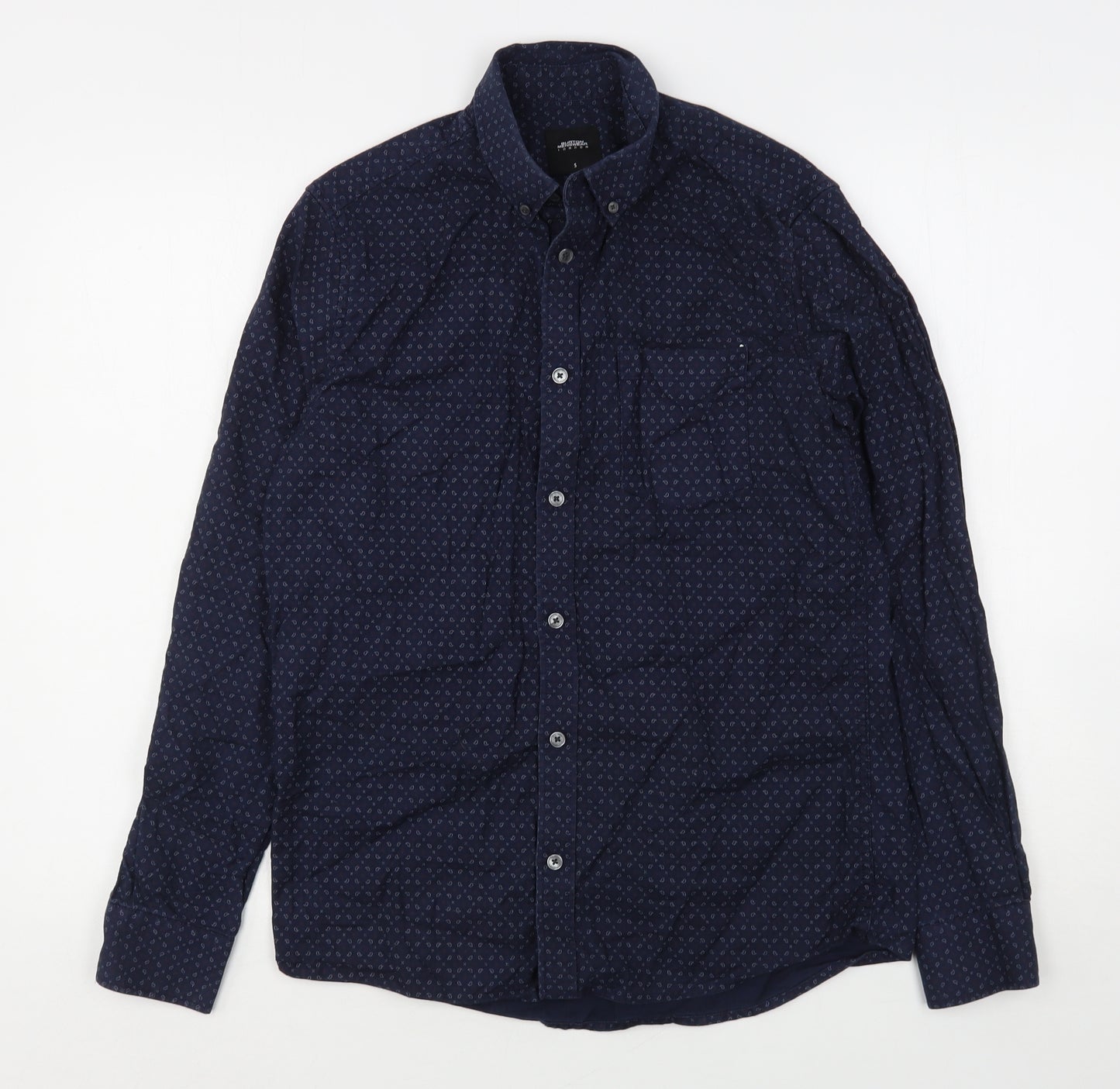 Burton  Mens Blue Paisley Cotton  Button-Up Size S Collared
