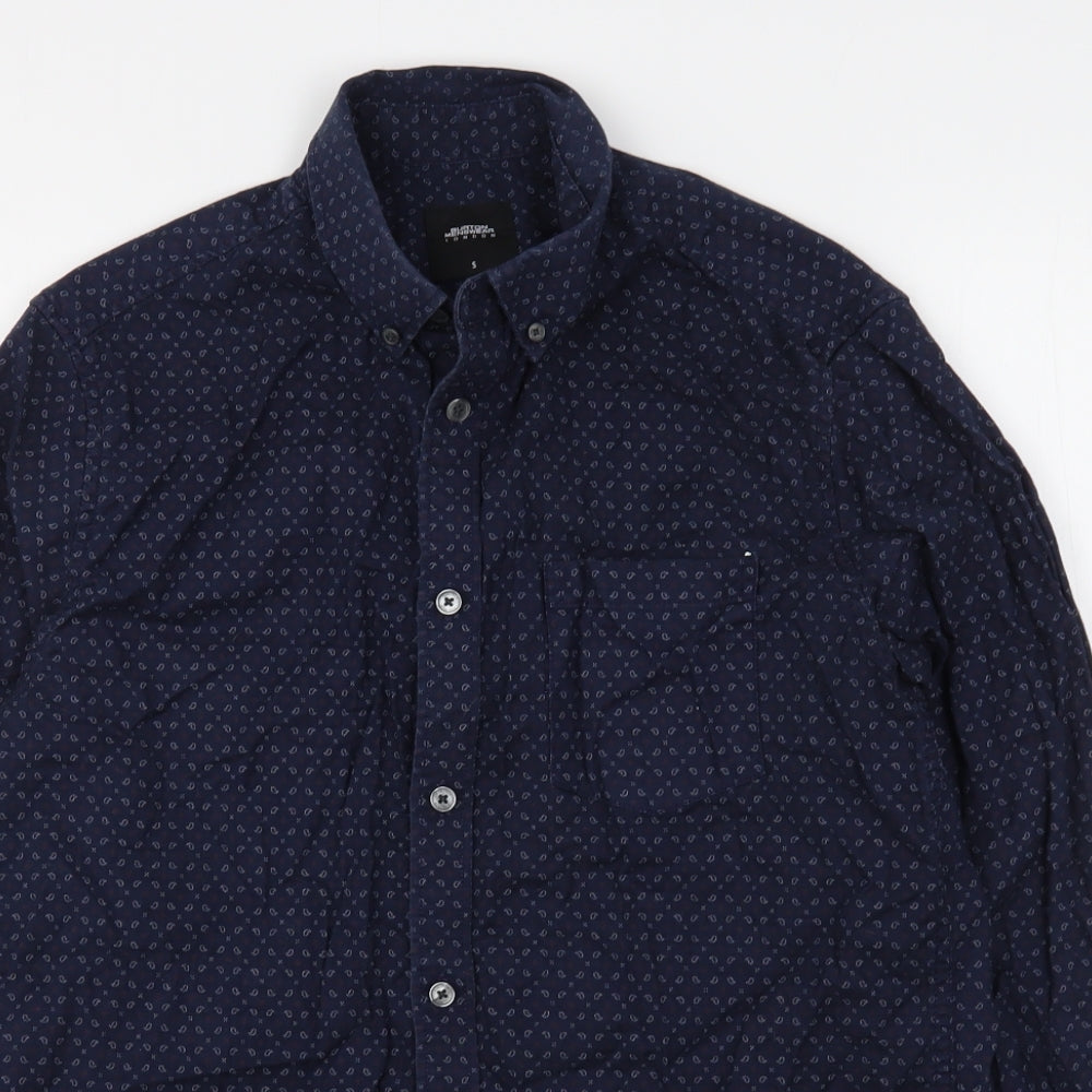 Burton  Mens Blue Paisley Cotton  Button-Up Size S Collared
