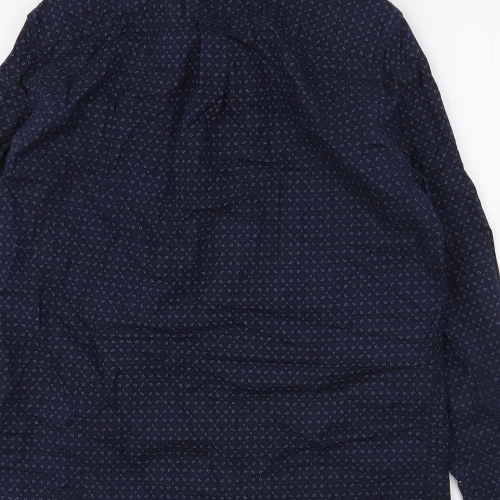 Burton  Mens Blue Paisley Cotton  Button-Up Size S Collared