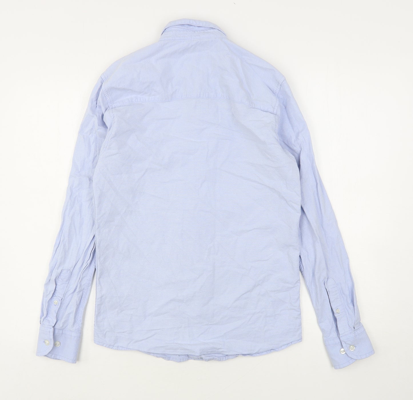 Peacocks Mens Blue  Cotton  Button-Up Size S Collared