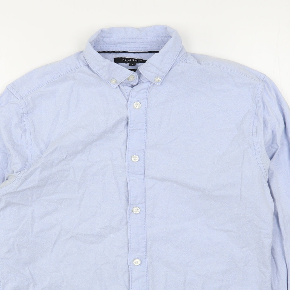Peacocks Mens Blue  Cotton  Button-Up Size S Collared