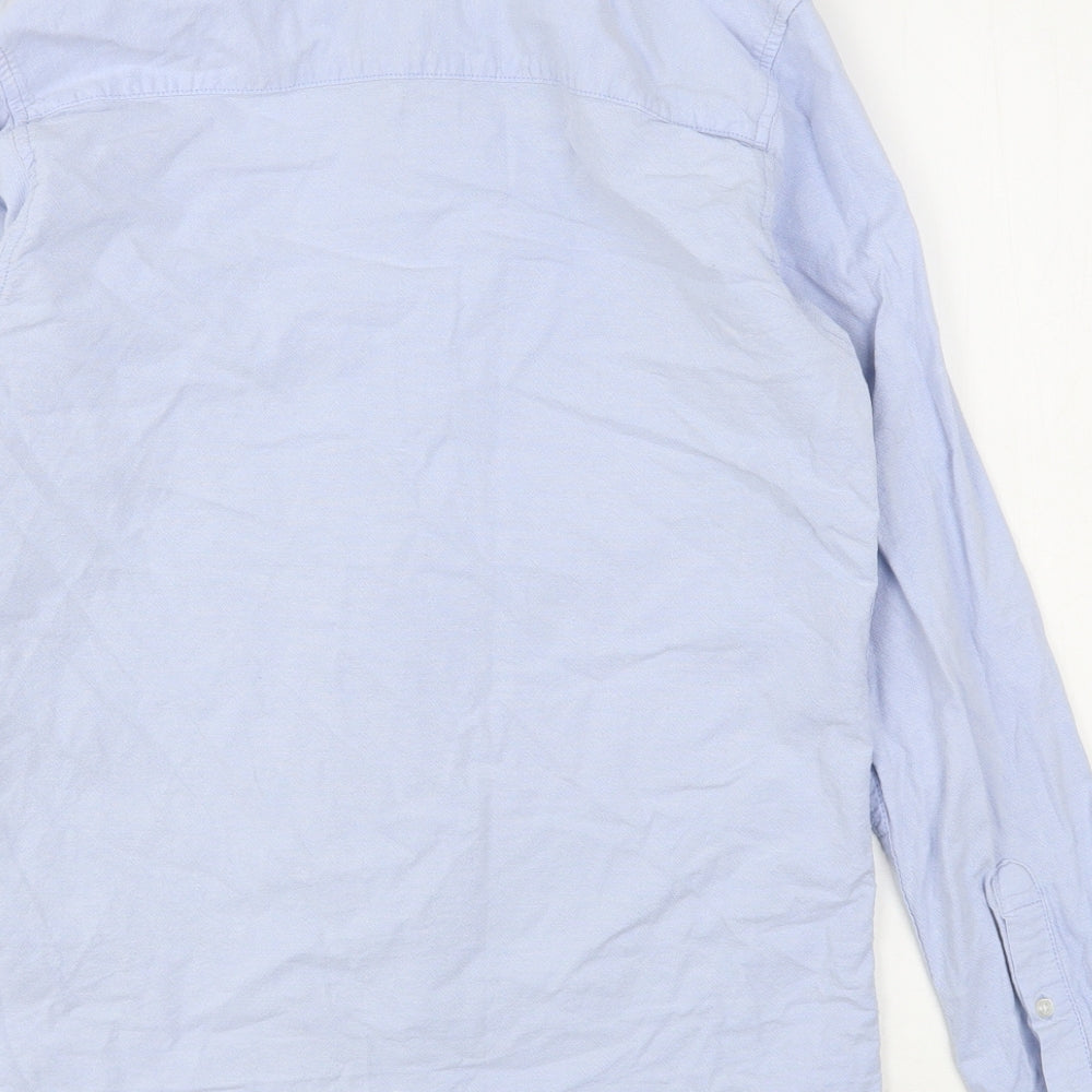 Peacocks Mens Blue  Cotton  Button-Up Size S Collared