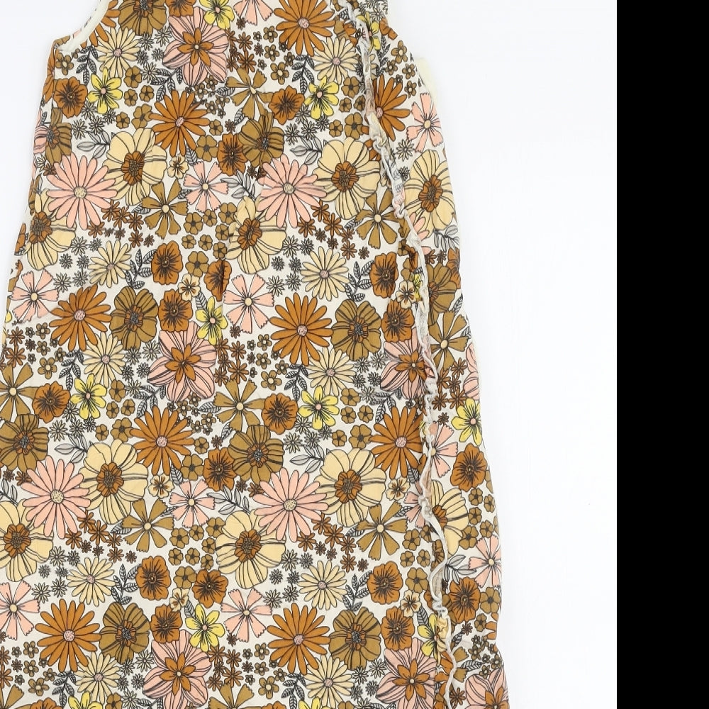 TU Girls Brown Floral Viscose Babygrow One-Piece Size 18-24 Months  Zip - Sleeping bag