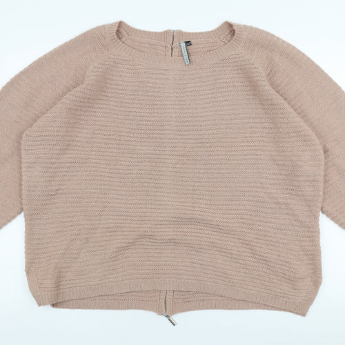 Intuition Womens Pink Round Neck  Acrylic Pullover Jumper Size 20