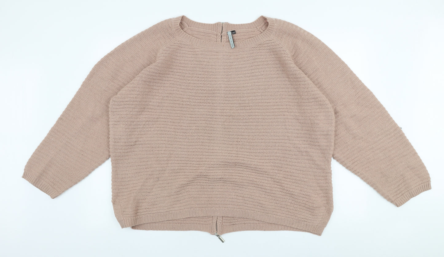 Intuition Womens Pink Round Neck  Acrylic Pullover Jumper Size 20