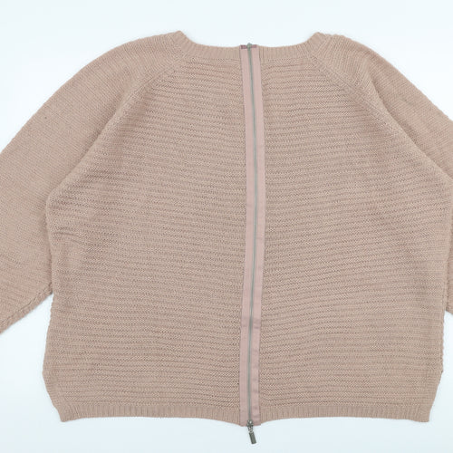 Intuition Womens Pink Round Neck  Acrylic Pullover Jumper Size 20
