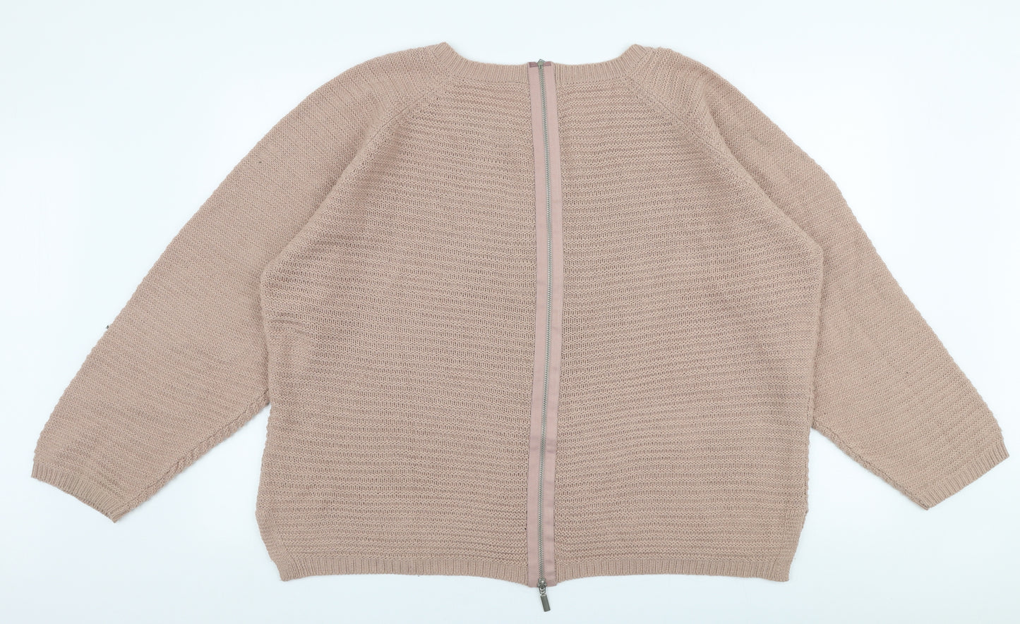 Intuition Womens Pink Round Neck  Acrylic Pullover Jumper Size 20