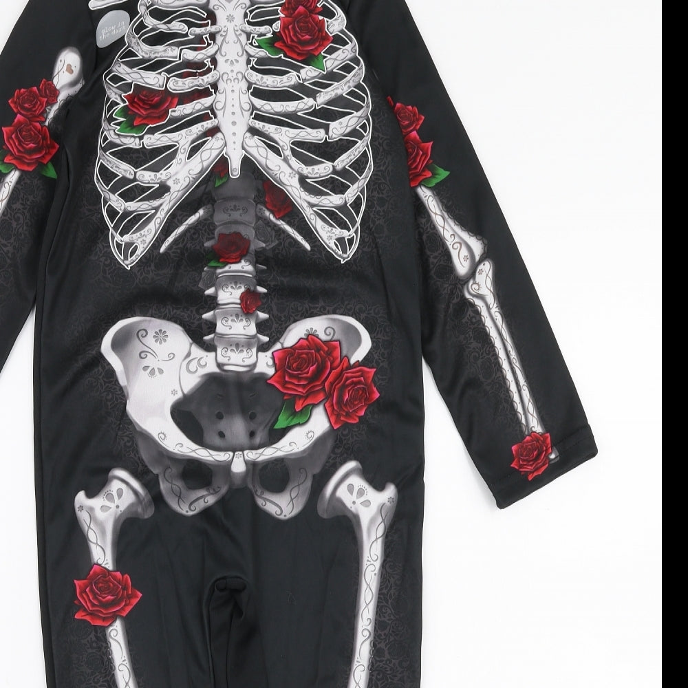 F&F Boys Multicoloured Floral Polyester  One Piece Size 5-6 Years  Pullover - Halloween Skeleton