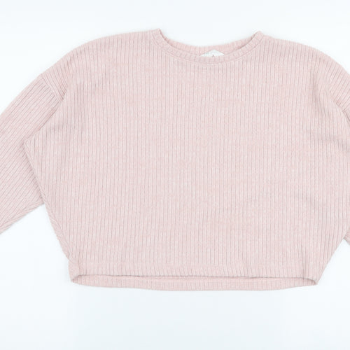 H&M Girls Pink Round Neck  Polyester Pullover Jumper Size 13-14 Years  Pullover