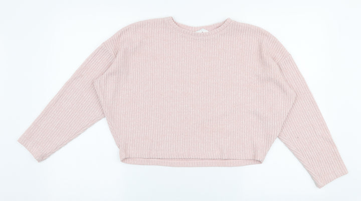 H&M Girls Pink Round Neck  Polyester Pullover Jumper Size 13-14 Years  Pullover