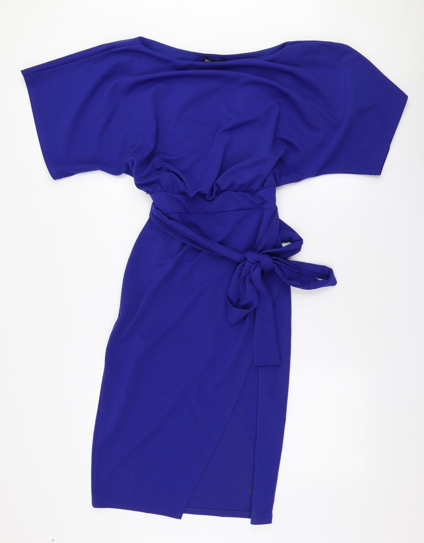 Malabay Womens Blue  Elastane Bodycon  Size 12  Boat Neck Pullover