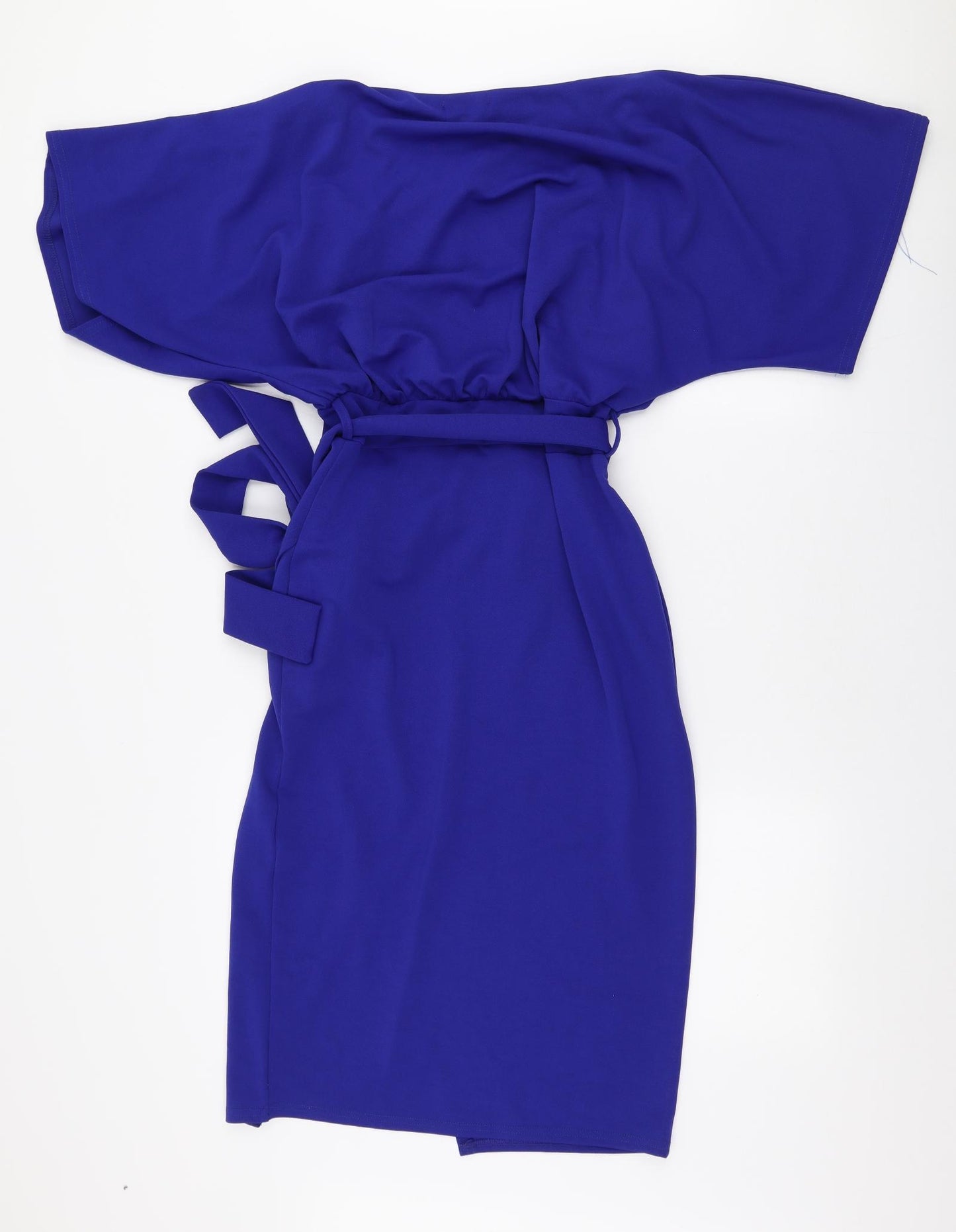 Malabay Womens Blue  Elastane Bodycon  Size 12  Boat Neck Pullover