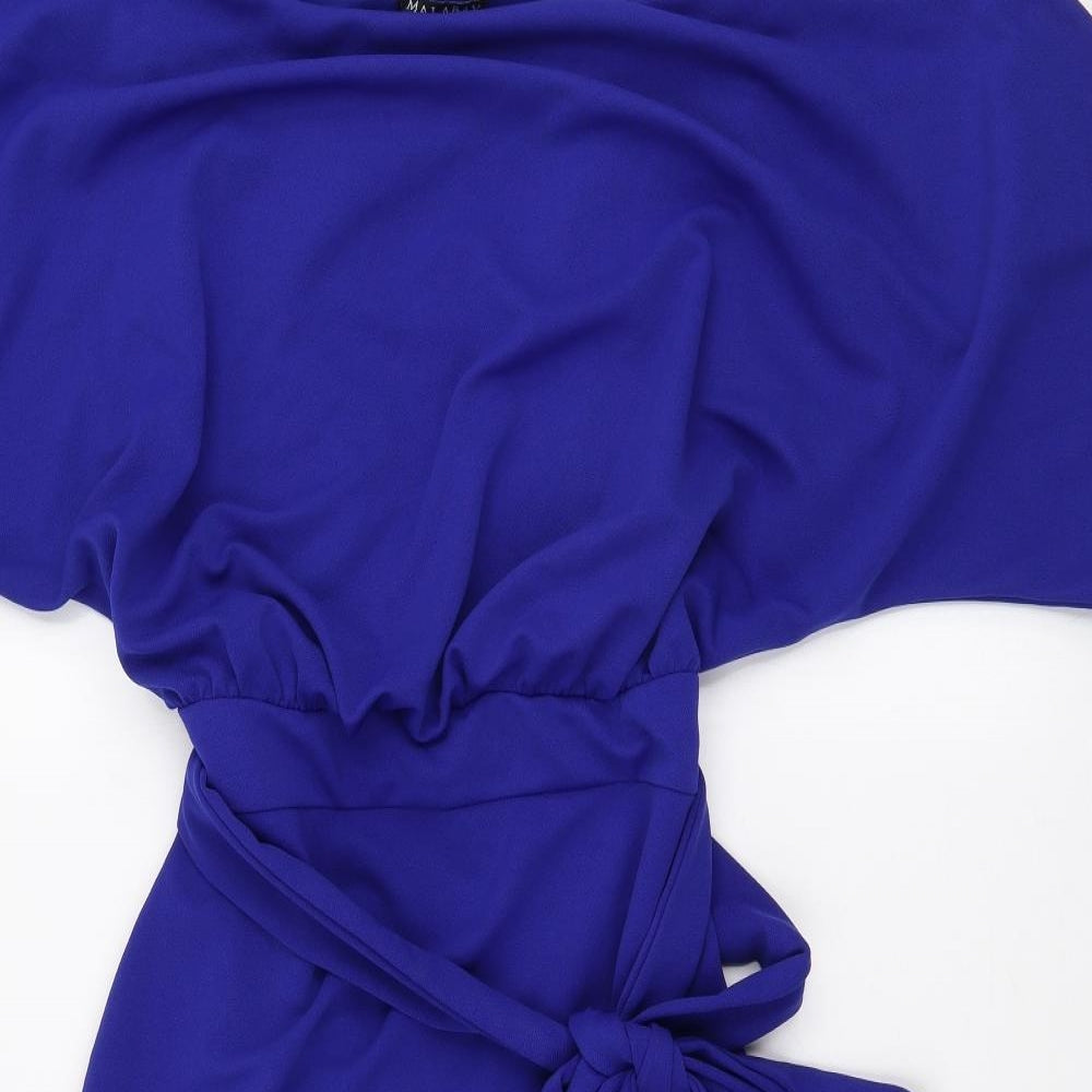 Malabay Womens Blue  Elastane Bodycon  Size 12  Boat Neck Pullover